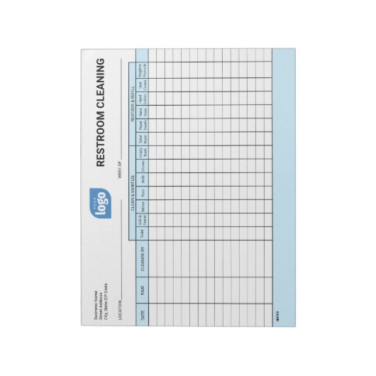 Logo Editable Office Restroom Cleaning Log Notepad ノートパッド (回転)