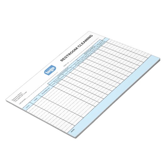 Logo Editable Office Restroom Cleaning Log Notepad ノートパッド (アングル)