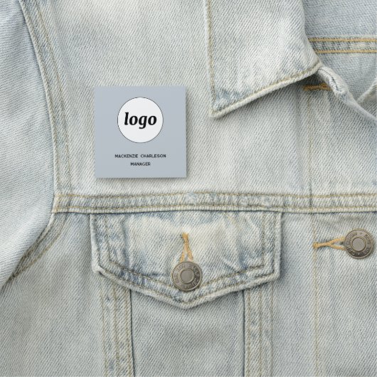 Logo Employee Staff Powder Blue Magnetic or Pin 名札 (インサイチュ)