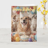 Logo Fun Cute Puppy Dog Corporate Birthday カード (黄色い花)