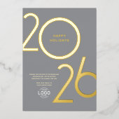 Logo Grey Modern Business Holiday Gold Card 箔招待状 (正面)