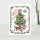 Logo Hand Drawn Charming Christmas Tree Business シーズンカード (正面)