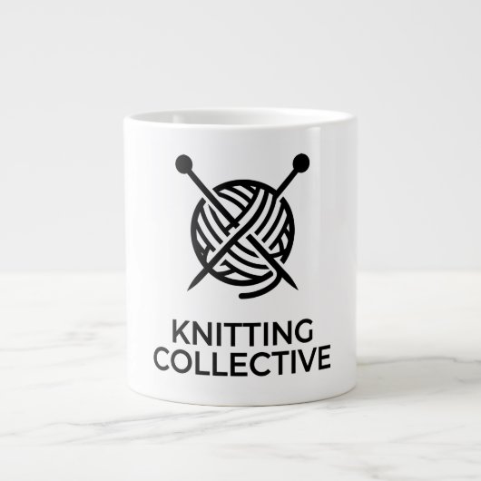 Logo Knitting Collective Pelote de Laine  ジャンボコーヒーマグカップ (正面)