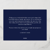 Logo Merry Christmas Business Corporate Navy Blue 箔シーズンカード (裏面)