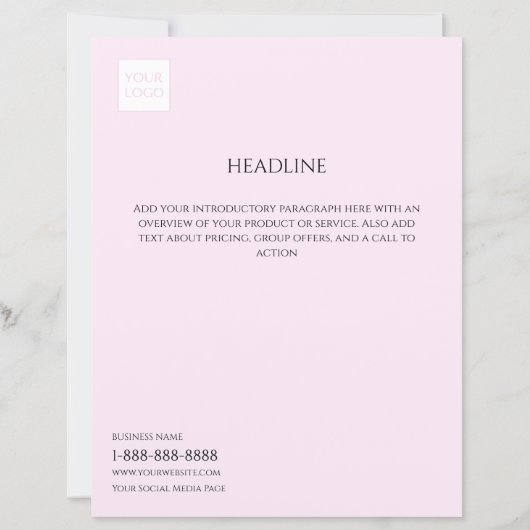 Logo Minimal Pink Business Marketing Flyer (裏面)
