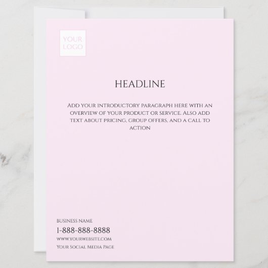 Logo Minimal Pink Business Marketing Flyer (正面)