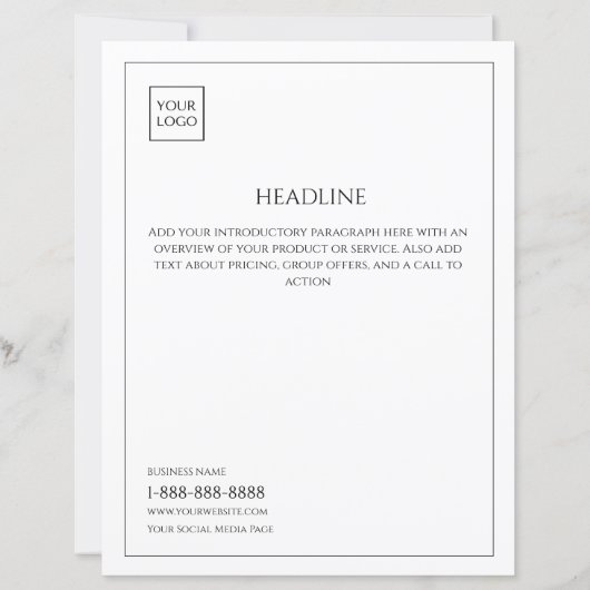 Logo Minimal White Business Marketing Flyer (裏面)
