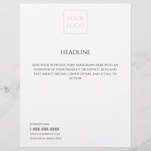 Logo Minimal White Business Marketing Flyer チラシ (正面)