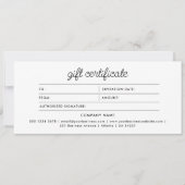 Logo Minimalist Script Modern Gift Certificate (正面)