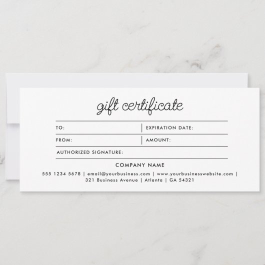 Logo Minimalist Script Modern Gift Certificate (正面)