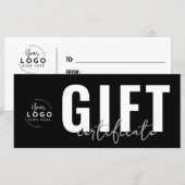 Logo Modern Black Business Gift Certificate (正面/裏面)