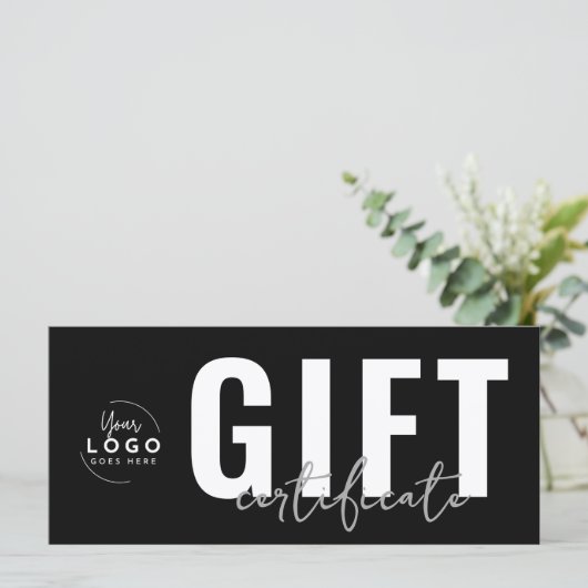 Logo Modern Black Business Gift Certificate (スタンド正面)