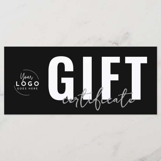 Logo Modern Black Business Gift Certificate (正面)