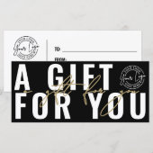 Logo Modern Black Gold Business Gift Certificate (正面/裏面)