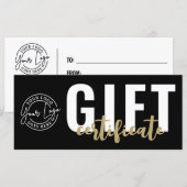 Logo Modern Black Gold Business Gift Certificate (正面/裏面)