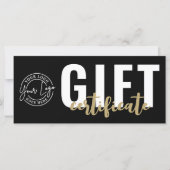 Logo Modern Black Gold Business Gift Certificate (正面)