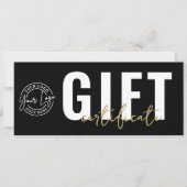 Logo Modern Black Gold Business Gift Certificate 招待状 (正面)