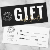 Logo Modern Black Gold Business Gift Certificate 招待状