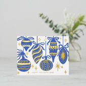 Logo Modern Navy Blue Decor White Business Gold 箔シーズンポストカード (立ち正面)