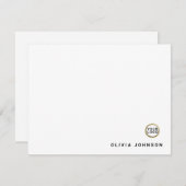 Logo Monogram Name Minimal White Flat Note Card ノートカード (正面/裏面)