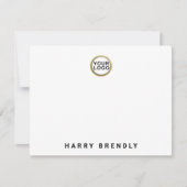 Logo Monogram Name Minimalist White Flat Note Card ノートカード (正面)