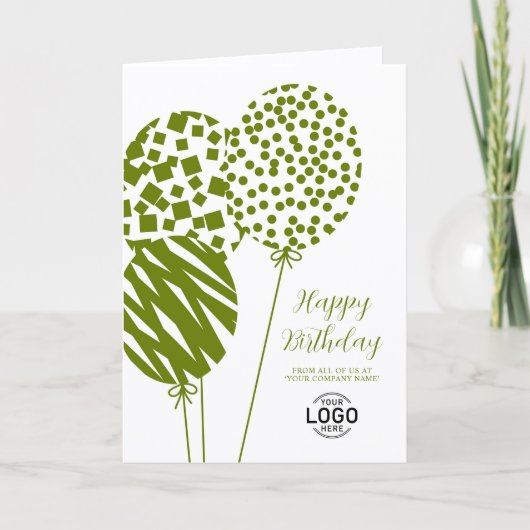Logo Olive Green Balloons Corporate Birthday Card シーズンカード (正面)