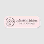 Logo on Pink Black Script Lash Makeup Artist 名札 (正面)