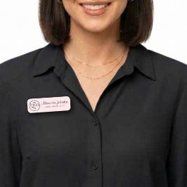 Logo on Pink Black Script Lash Makeup Artist 名札