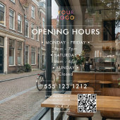 Logo Open Hours QR Code Business ウィンドウサイン