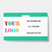 Logo or Photo and QR Code Name Badge Example バッジ (正面)