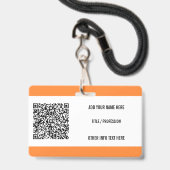 Logo or Photo and QR Code Name Badge Example バッジ (裏面（ネックストラップ付）)