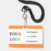 Logo or Photo Info Name Business Badge Example バッジ (裏面（ネックストラップ付）)