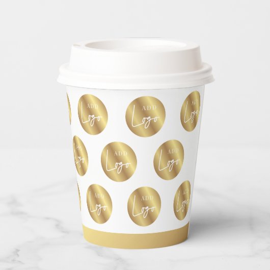 Logo Pattern Faux Gold Company Branded Event 紙コップ (裏面)