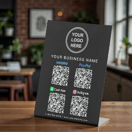 Logo Paypal Venmo CashApp Instagram QRコード ブラック 台座サイン