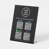 Logo Paypal Venmo CashApp Zelle QRコード ブラック 台座サイン (正面)