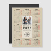 Logo Photo Beige Calendar 2026 Magnetic Card マグネット招待状 (正面/裏面)
