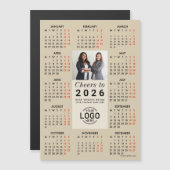 Logo Photo Beige Calendar 2026 Magnetic Card マグネット招待状 (正面/裏面)