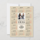 Logo Photo Beige Calendar 2026 Magnetic Card マグネット招待状 (正面)