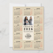 Logo Photo Beige Calendar 2026 Magnetic Card マグネット招待状 (正面)