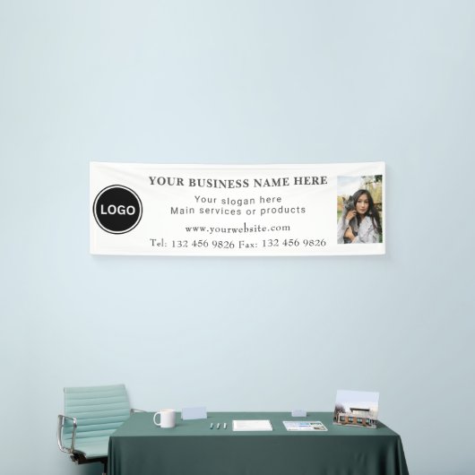 Logo Photo Business Contact Information Editable 横断幕 (トレードショー)
