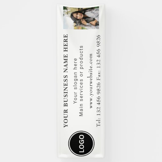 Logo Photo Business Contact Information Editable 横断幕 (縦)