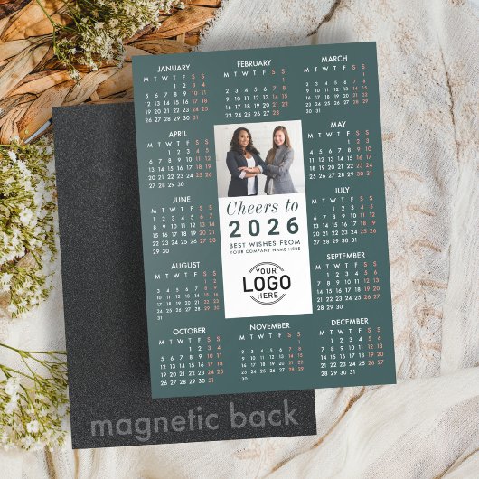 Logo Photo Green Calendar 2026 Magnetic Card マグネット招待状