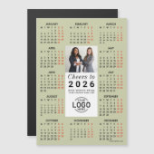 Logo Photo Sage Green Calendar 2026 Magnetic Card マグネット招待状 (正面/裏面)