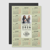 Logo Photo Sage Green Calendar 2026 Magnetic Card マグネット招待状 (正面/裏面)