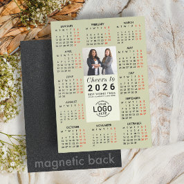 Logo Photo Sage Green Calendar 2026 Magnetic Card マグネット招待状