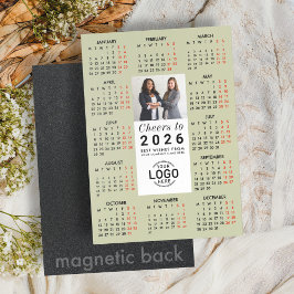 Logo Photo Sage Green Calendar 2026 Magnetic Card マグネット招待状
