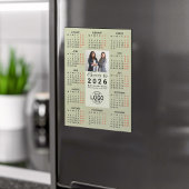 Logo Photo Sage Green Calendar 2026 Magnetic Card マグネット招待状