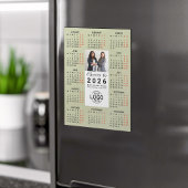 Logo Photo Sage Green Calendar 2026 Magnetic Card マグネット招待状