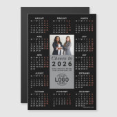 Logo Photo Sleek Black Calendar 2026 Magnetic Card マグネット招待状 (正面/裏面)