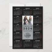 Logo Photo Sleek Black Calendar 2026 Magnetic Card マグネット招待状 (正面)